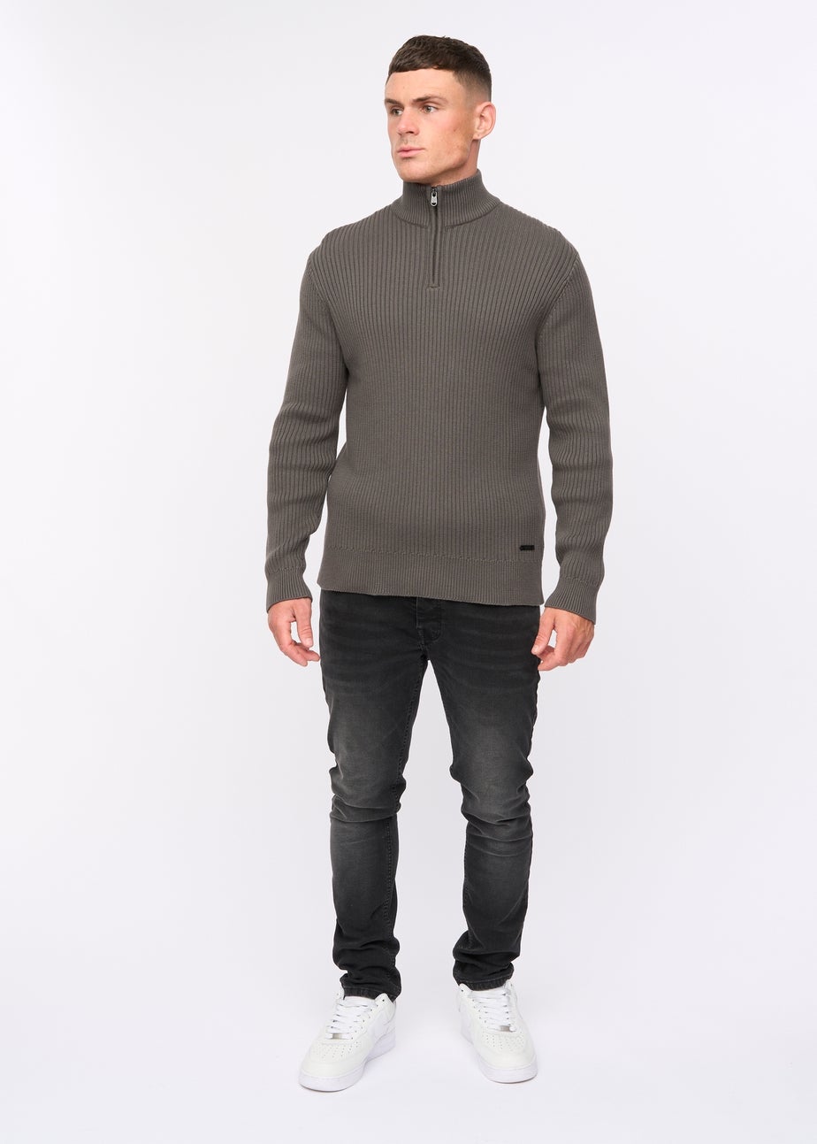 Crosshatch Charcoal Havaline 1/4 Zip Knit