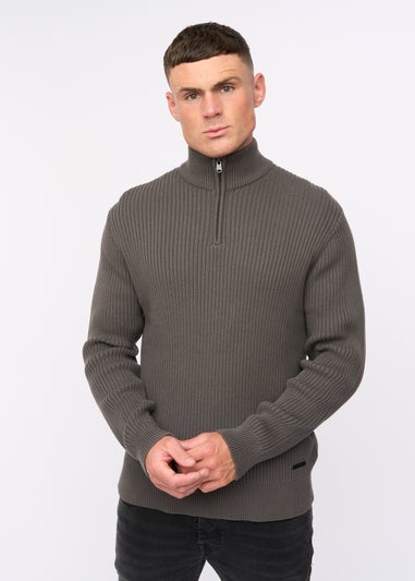 Crosshatch Charcoal Havaline 1/4 Zip Knit