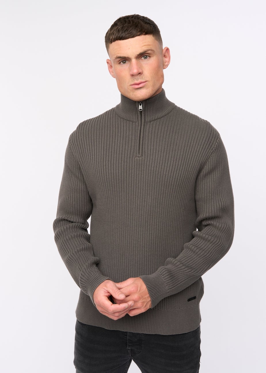Crosshatch Charcoal Havaline 1/4 Zip Knit
