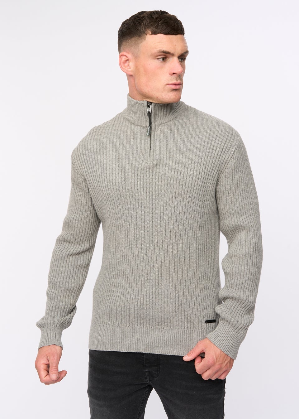 Crosshatch Grey Havaline 1/4 Zip Knit