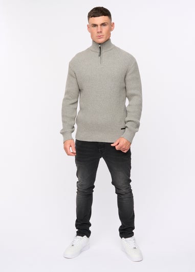 Crosshatch Grey Havaline 1/4 Zip Knit