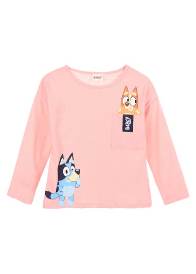 Bluey Pocket Kids Pink Long Sleeve Top (3-8 Years)