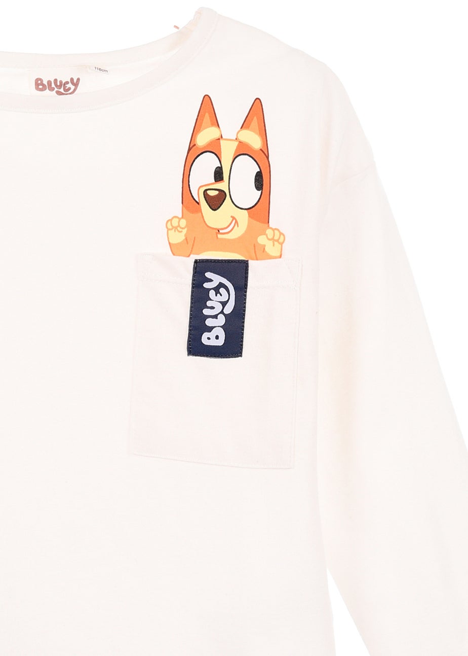 Bluey Pocket Kids White Long Sleeve Top (3-8 Years)