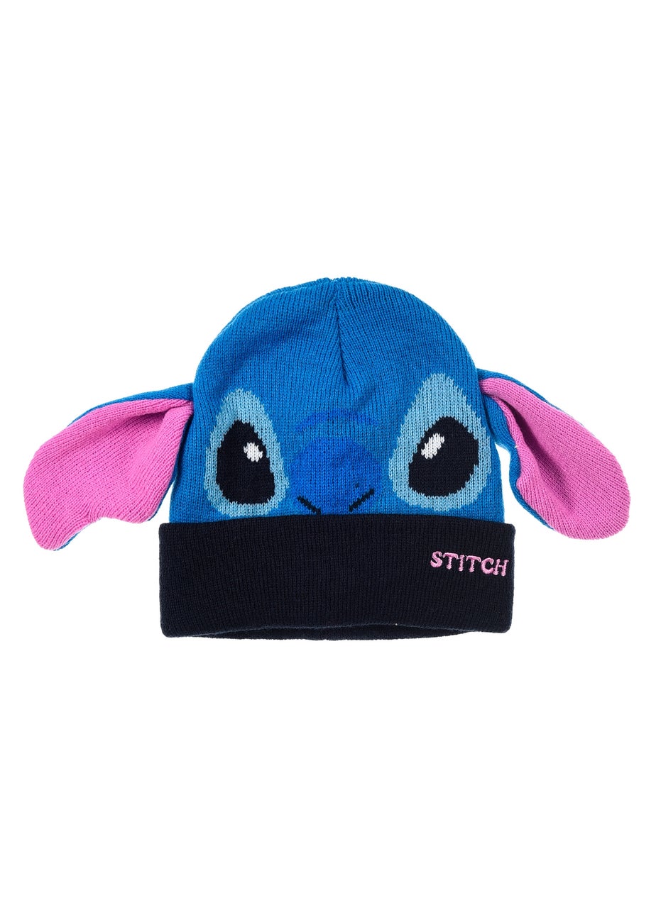 Disney Stitch Face Kids Navy Hat & Glove Set