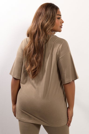 Yours Brown Relaxed Longline T-Shirt
