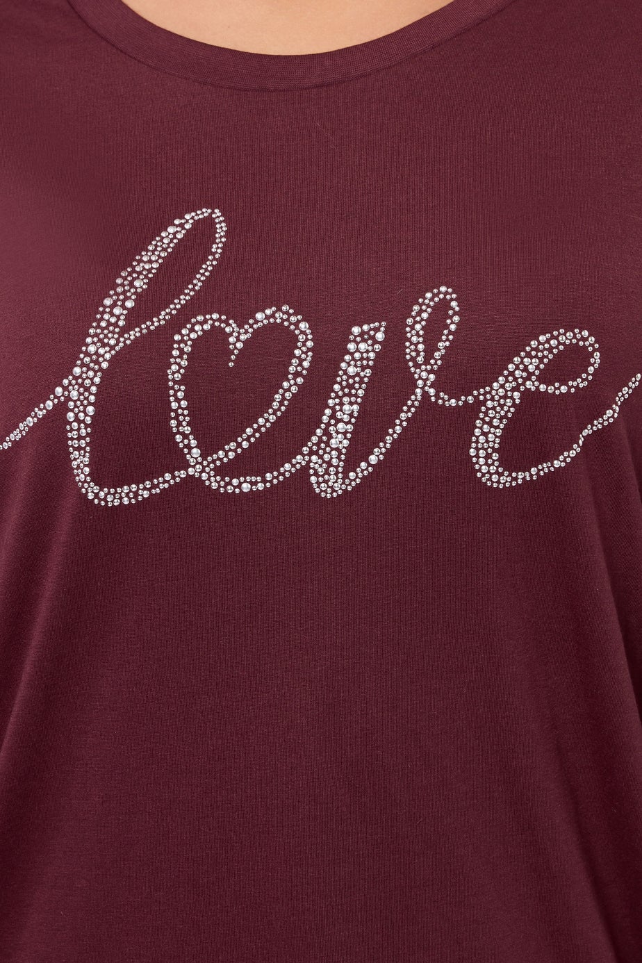 Yours Curve Wine Red 'Love' Long Sleeve T-Shirt
