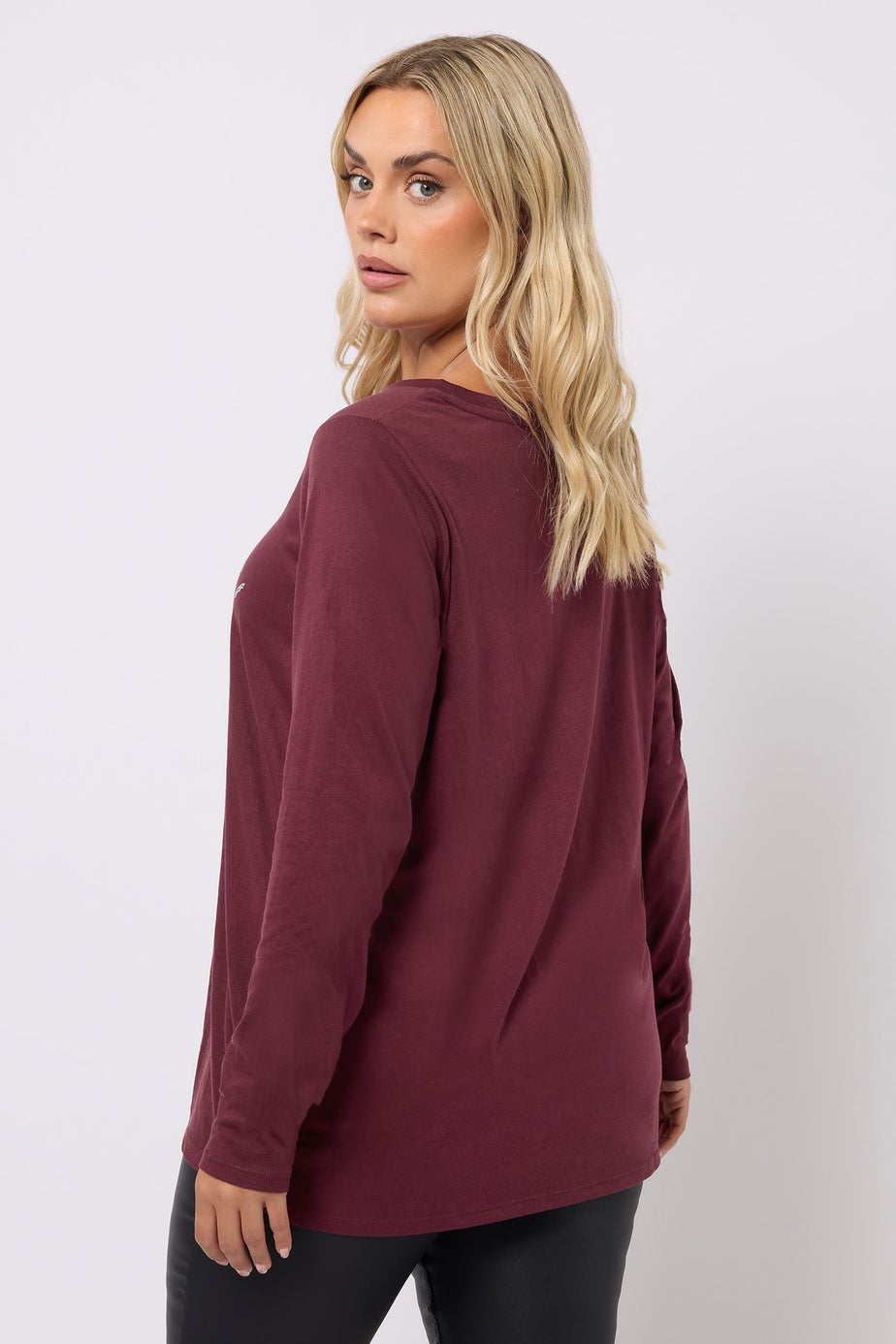 Yours Curve Wine Red 'Love' Long Sleeve T-Shirt