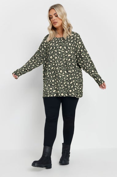 Yours Green Leopard Print Jumper