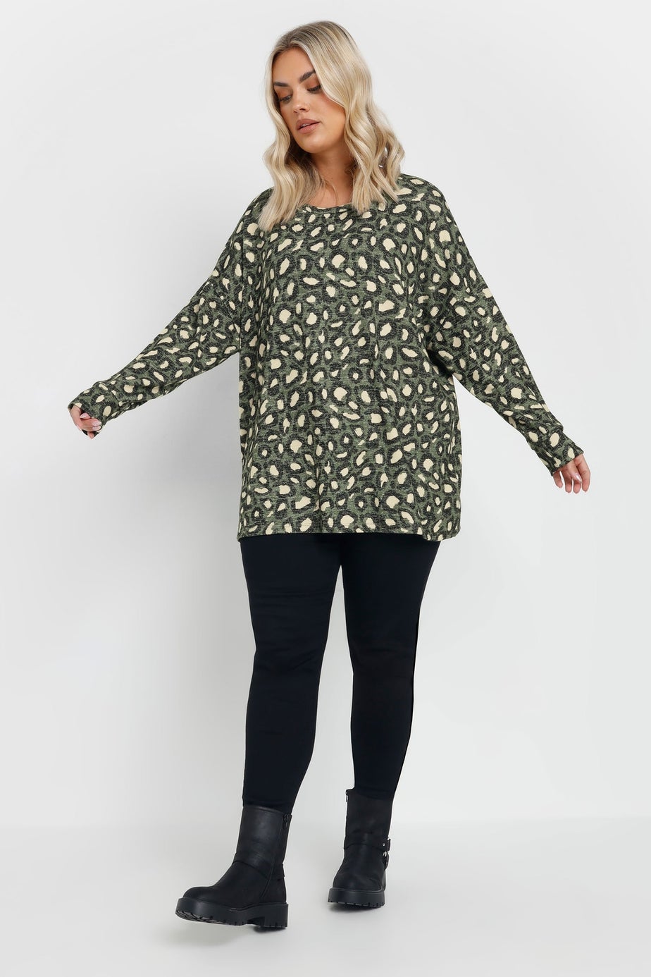 Yours Green Leopard Print Jumper