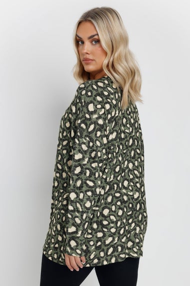 Yours Green Leopard Print Jumper