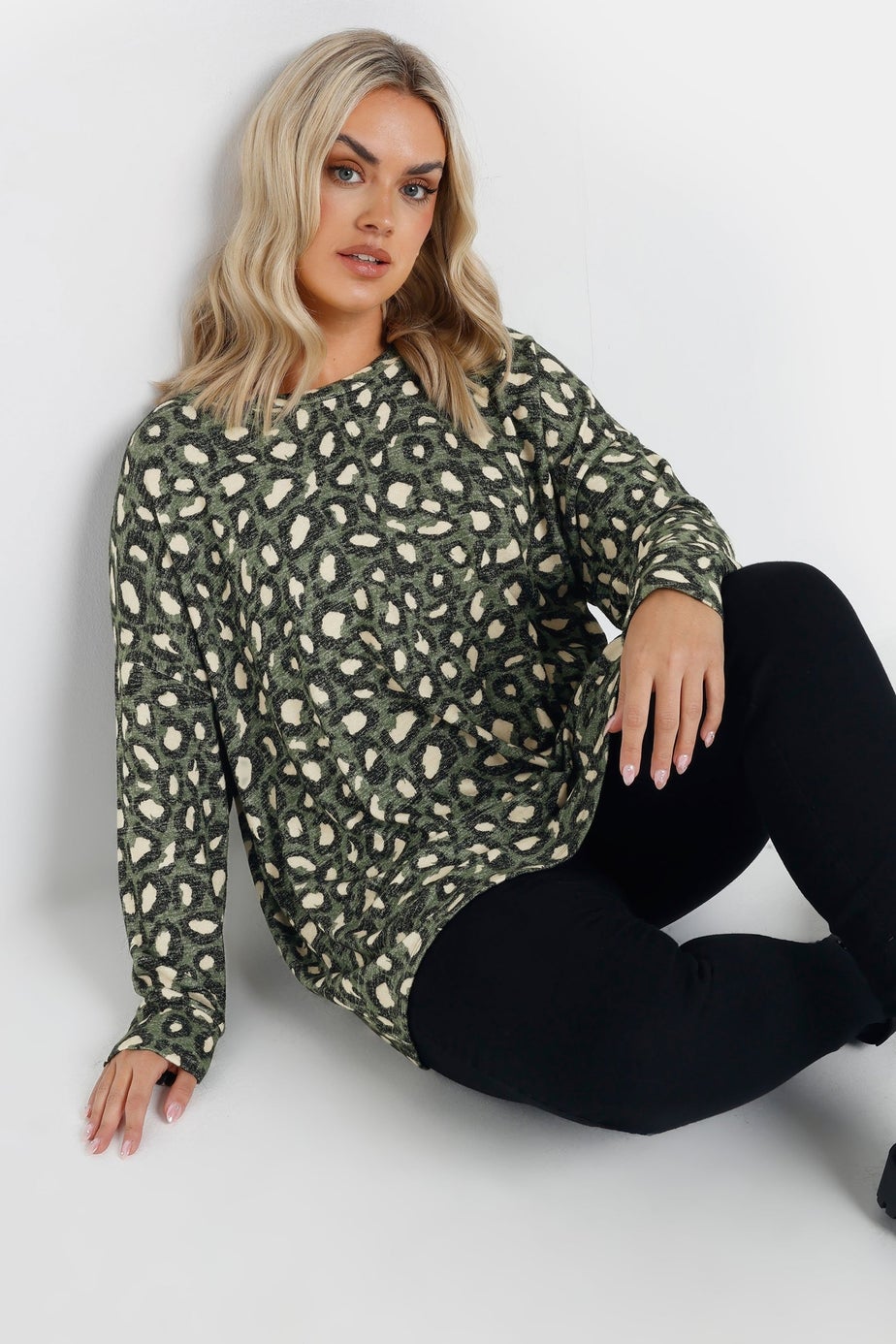 Yours Green Leopard Print Jumper