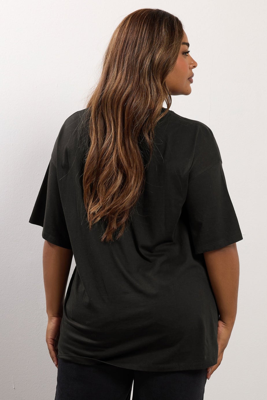 Yours Black Studded Oversized T-Shirt