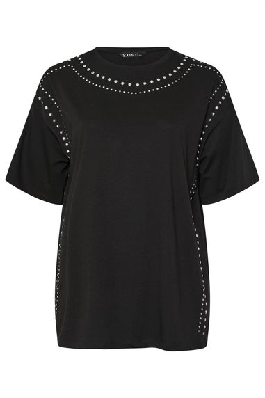 Yours Black Studded Oversized T-Shirt