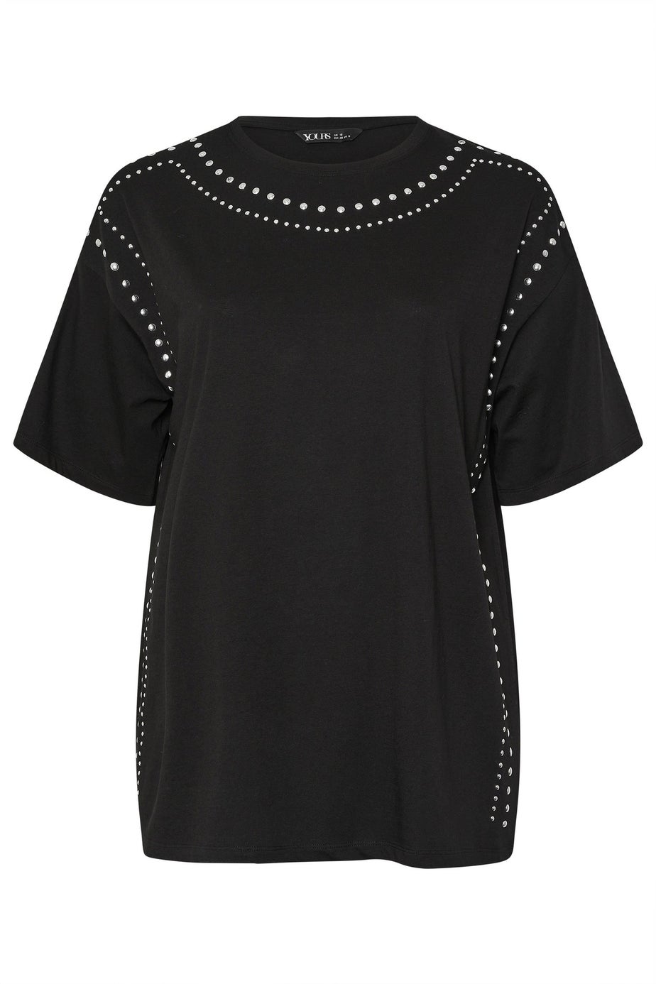 Yours Black Studded Oversized T-Shirt