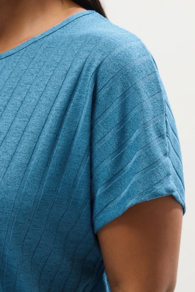 Yours Curve Light Blue Ribbed Swing T-Shirt