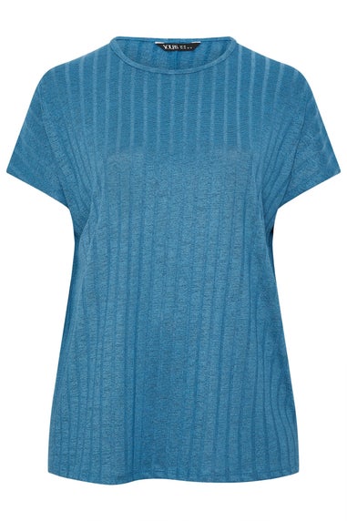 Yours Curve Light Blue Ribbed Swing T-Shirt