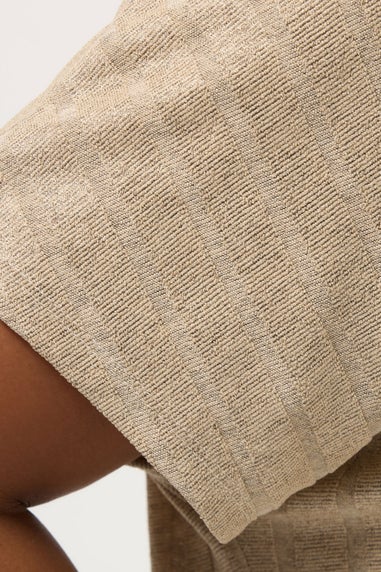 Yours Curve Natural Brown Ribbed Swing T-Shirt