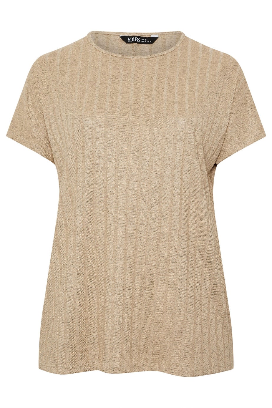 Yours Curve Natural Brown Ribbed Swing T-Shirt