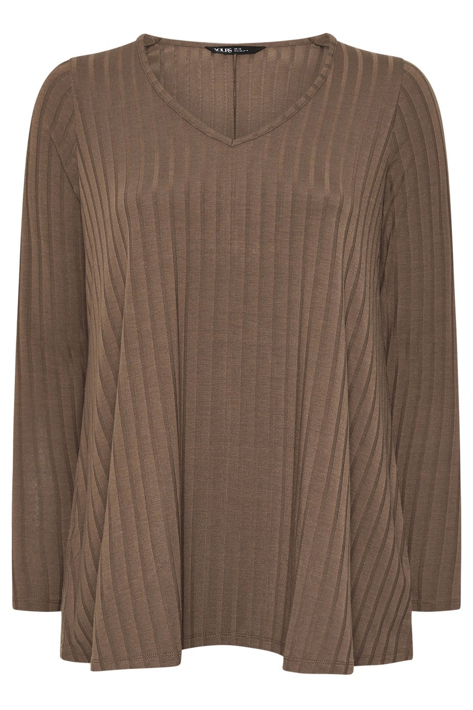 Yours Curve Mocha Brown Ribbed Swing T-Shirt