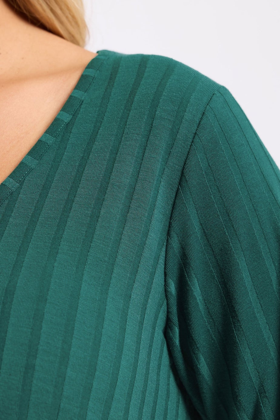 Yours Curve Teal Blue Ribbed Swing T-Shirt