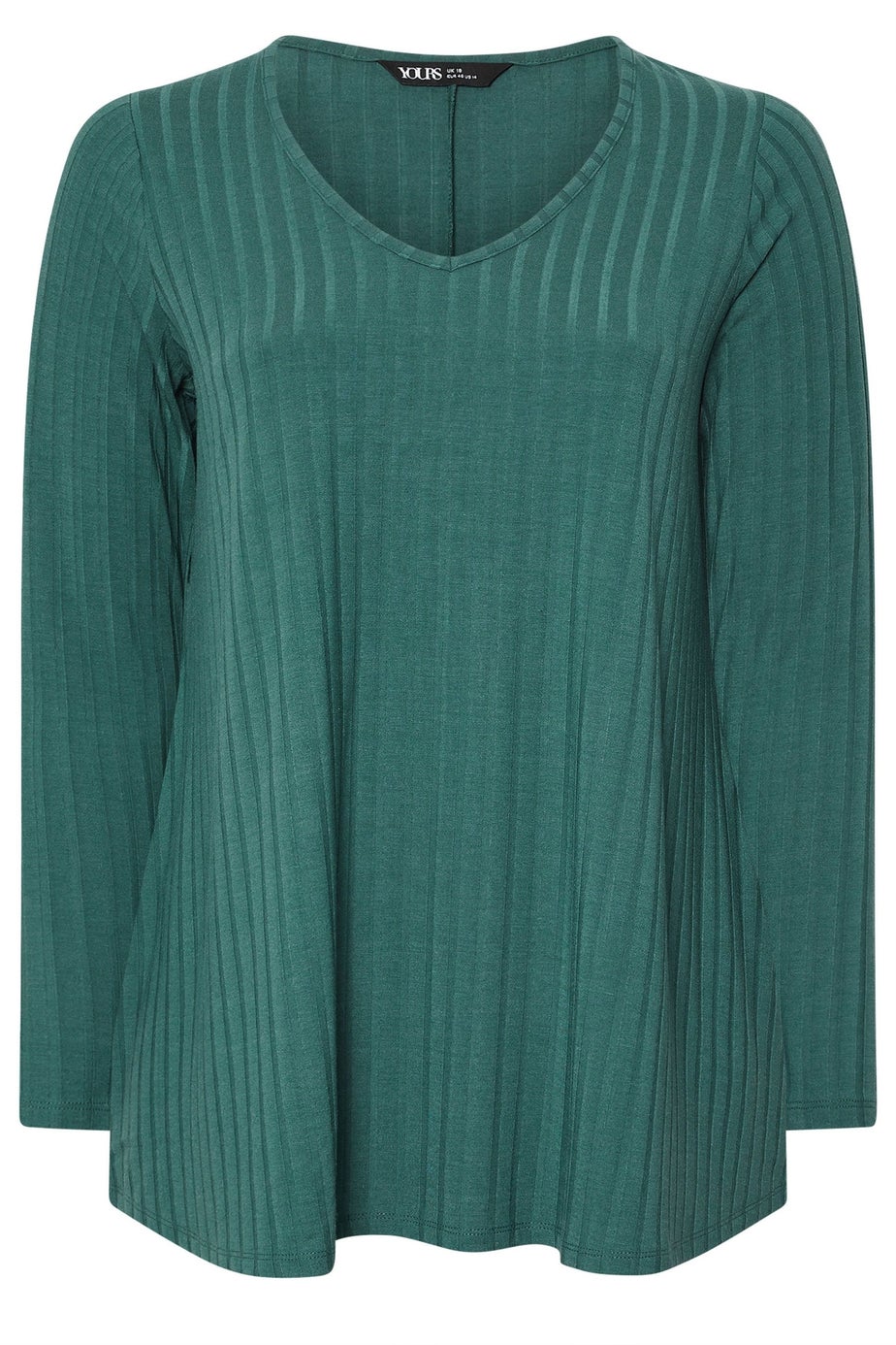 Yours Curve Teal Blue Ribbed Swing T-Shirt