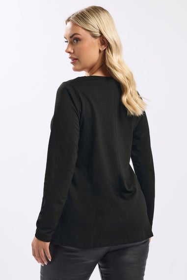 Yours Curve Black Pearl Square Neck Swing Top