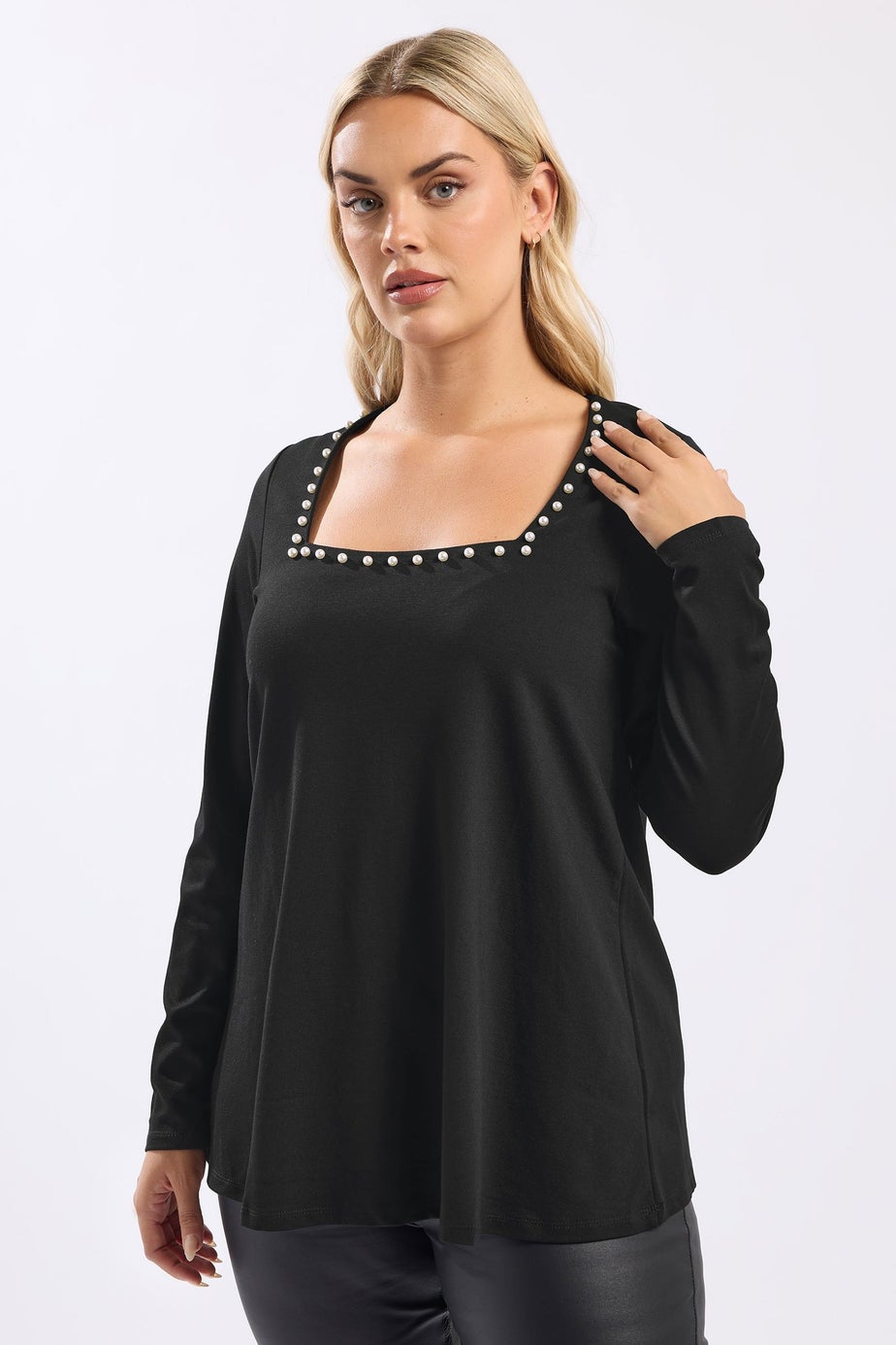 Yours Curve Black Pearl Square Neck Swing Top