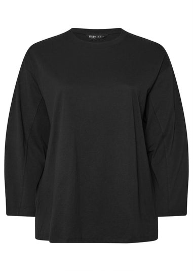 Yours Curve Black Seam Detail Skater Top