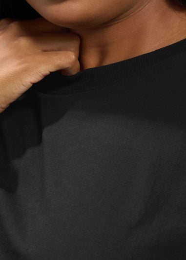 Yours Curve Black Seam Detail Skater Top