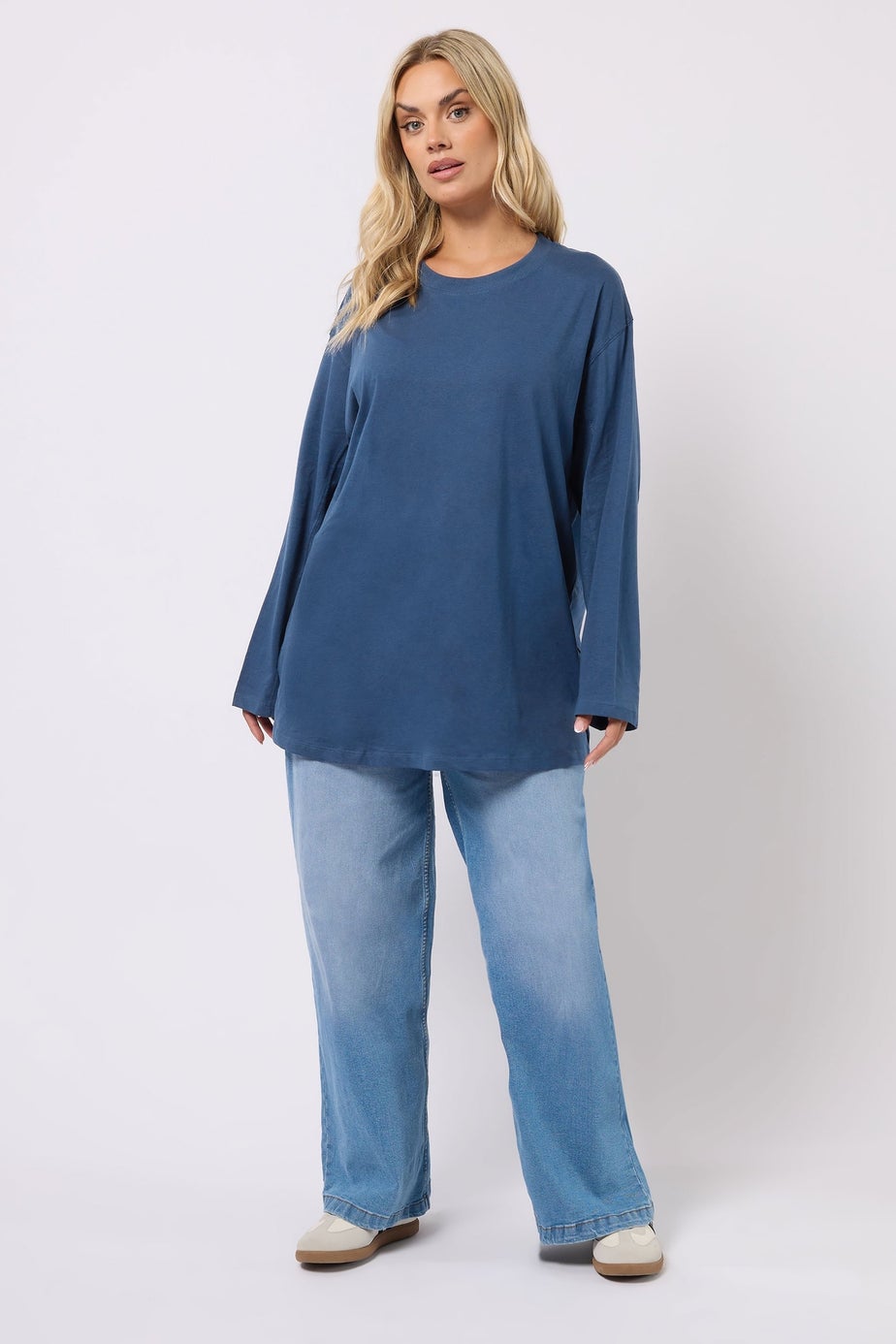 Yours Curve Navy Blue Seam Detail Skater Top