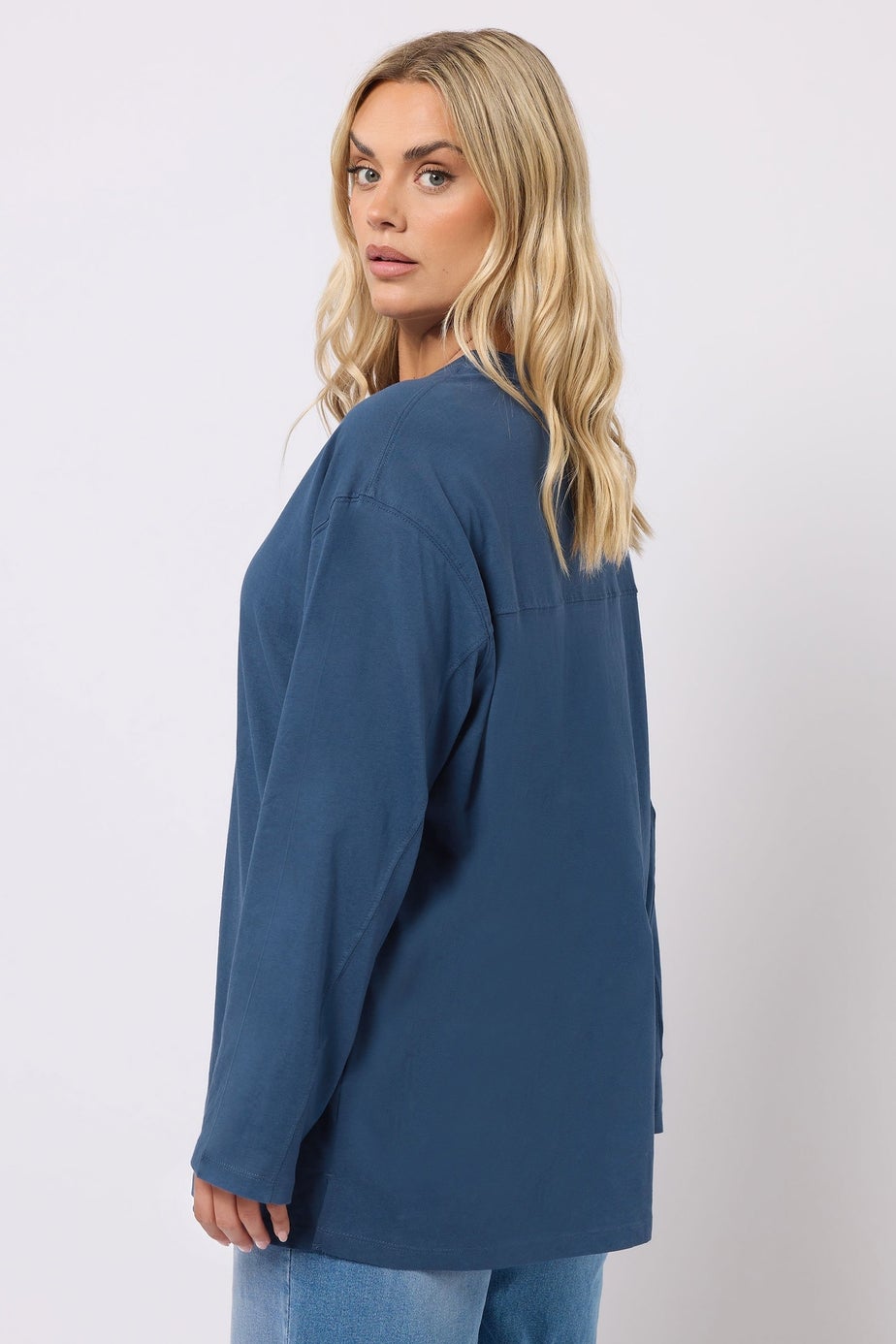 Yours Curve Navy Blue Seam Detail Skater Top