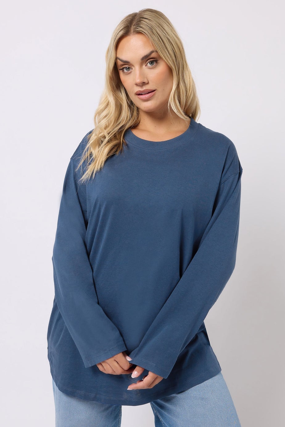 Yours Curve Navy Blue Seam Detail Skater Top