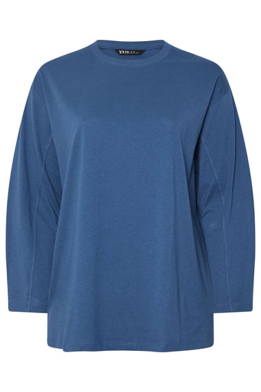 Yours Curve Navy Blue Seam Detail Skater Top