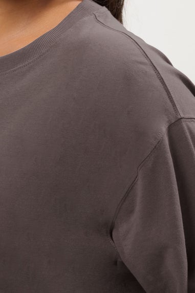 Yours Curve Mocha Brown Seam Detail Skater Top