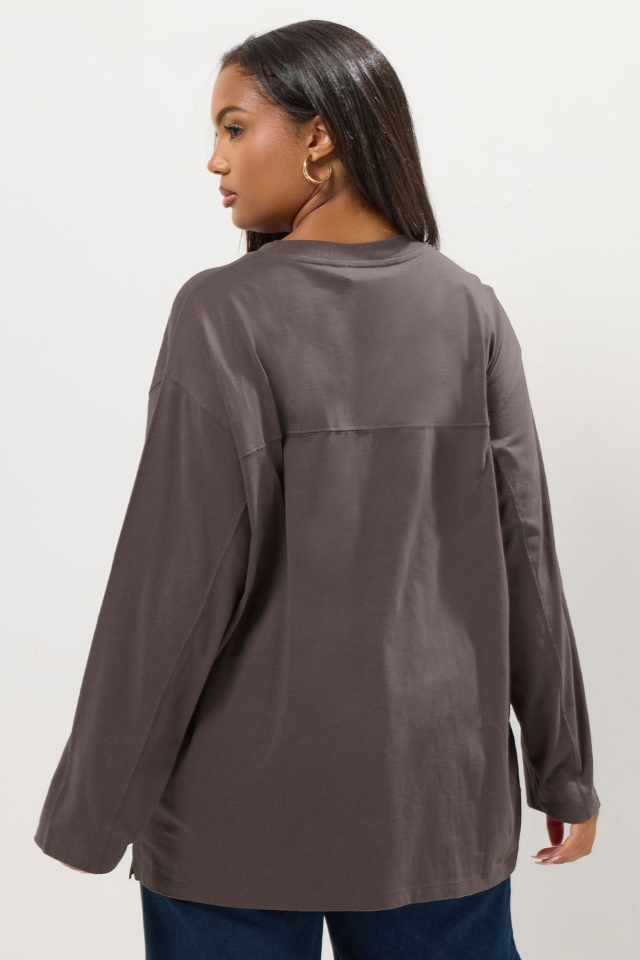 Yours Curve Mocha Brown Seam Detail Skater Top