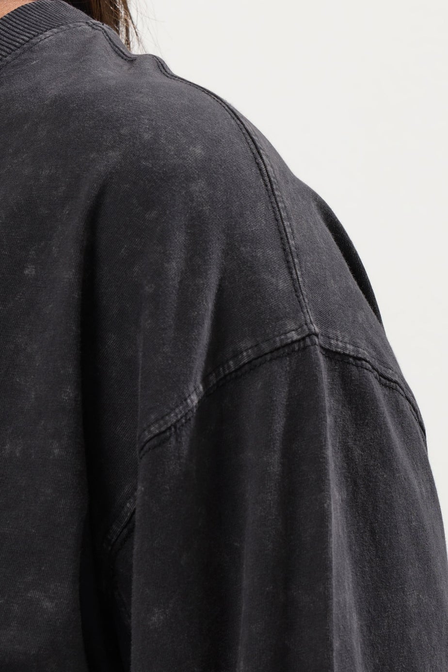 YOURS Curve Grey Acid Wash Seam Skater Detail Top