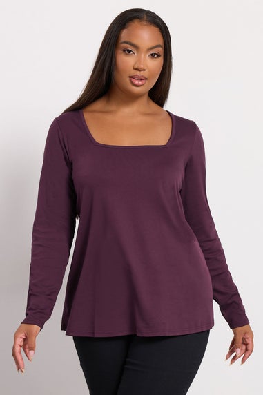 Yours Curve Purple Square Neck Swing Top