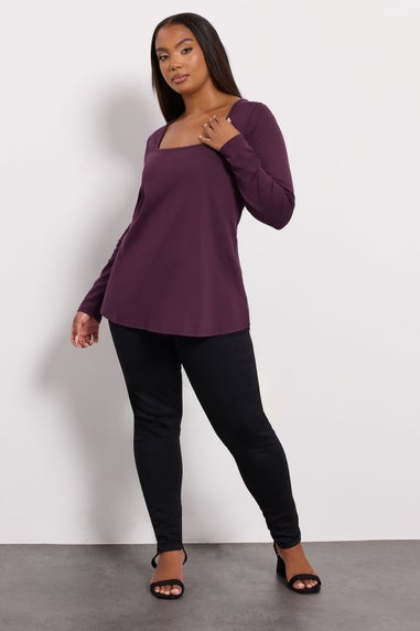 Yours Curve Purple Square Neck Swing Top