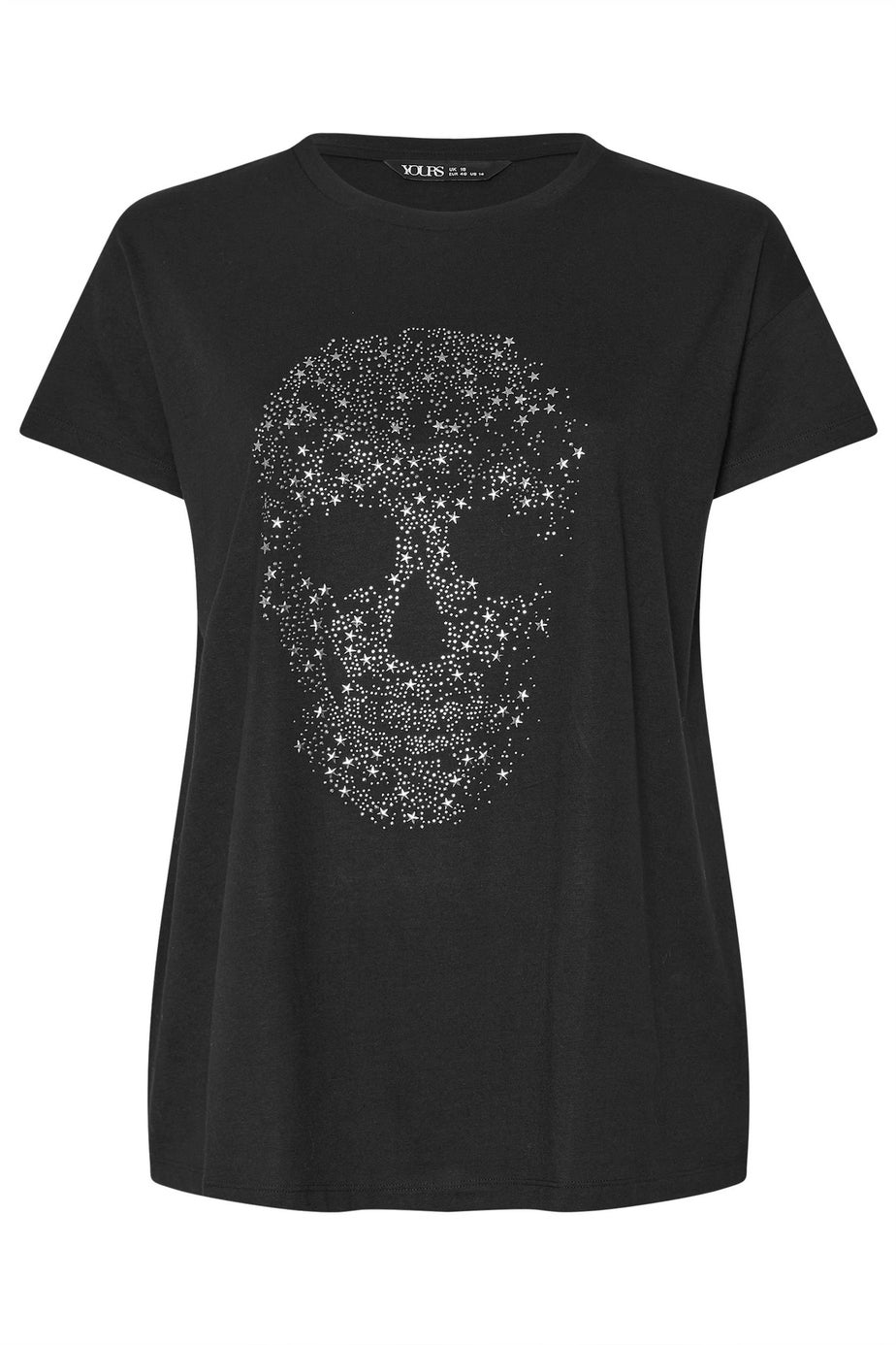 Yours Black Skull Embellished Graphic T-Shirt