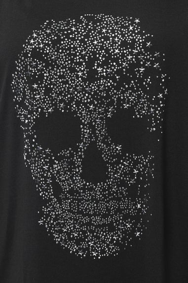 Yours Black Skull Embellished Graphic T-Shirt