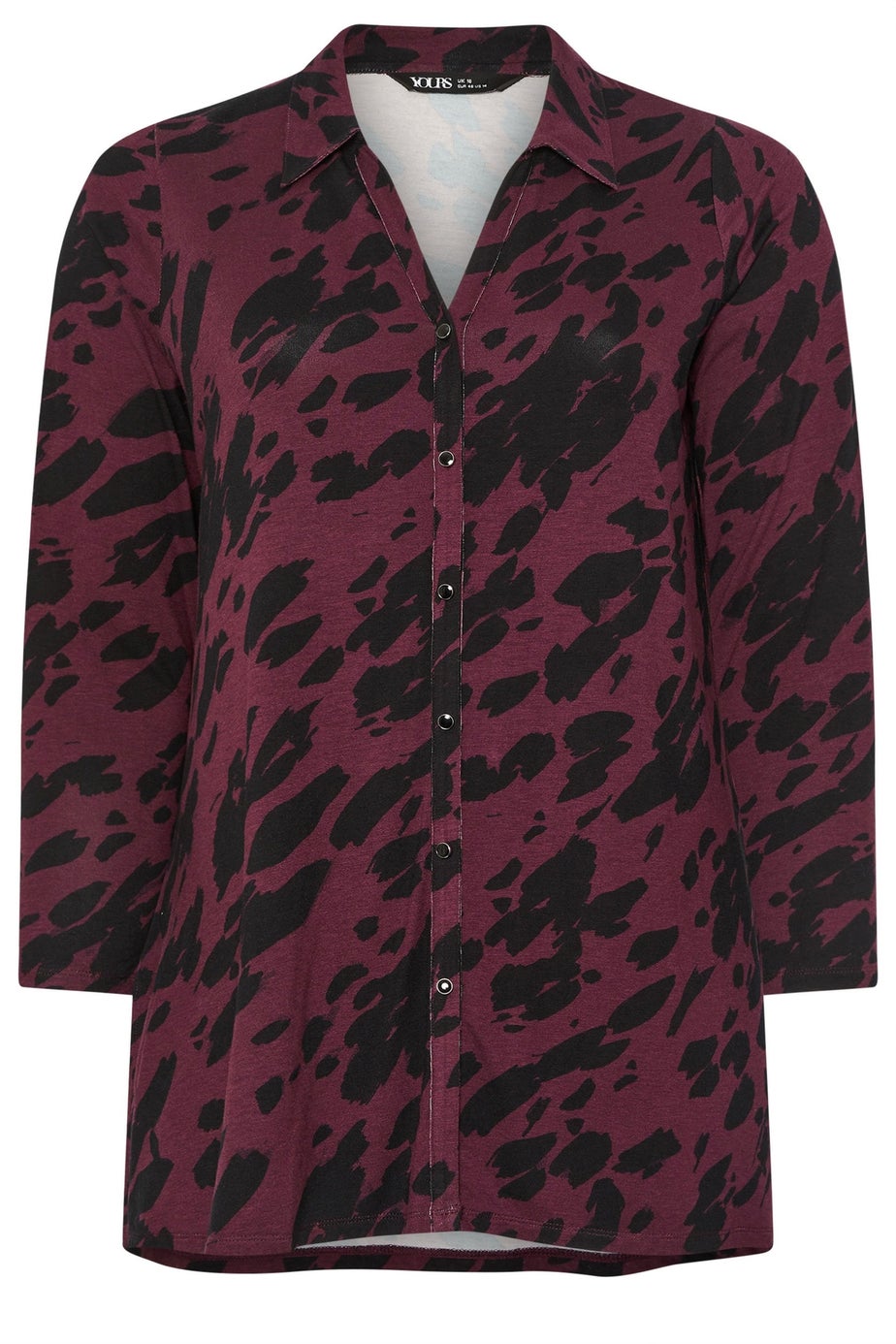 Yours Curve Burgundy Red Abstract Print Jersey Shirt