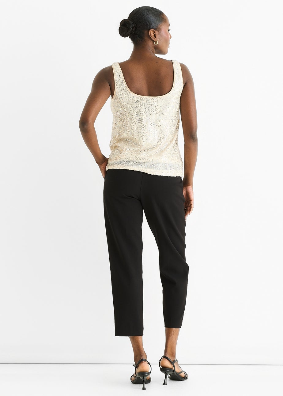 Gini London Champagne Sequin Cowl Neck Cami Top