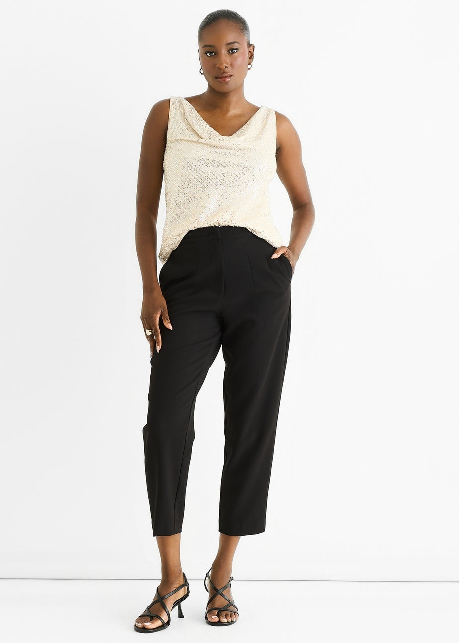 Gini London Champagne Sequin Cowl Neck Cami Top