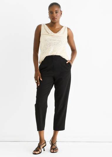 Gini London Champagne Sequin Cowl Neck Cami Top