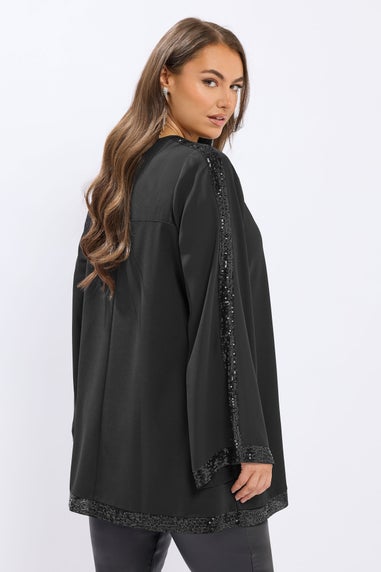 Yours Black Sequin Panel Flare Tunic Top