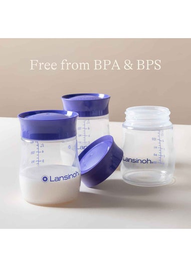 Lansinoh Clear Plastic Milk Storage Bottles 4 Pack