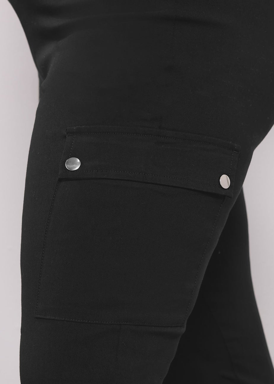 Yours Black Bengaline Cargo Jeggings