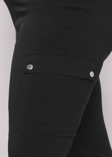 Yours Black Bengaline Cargo Jeggings