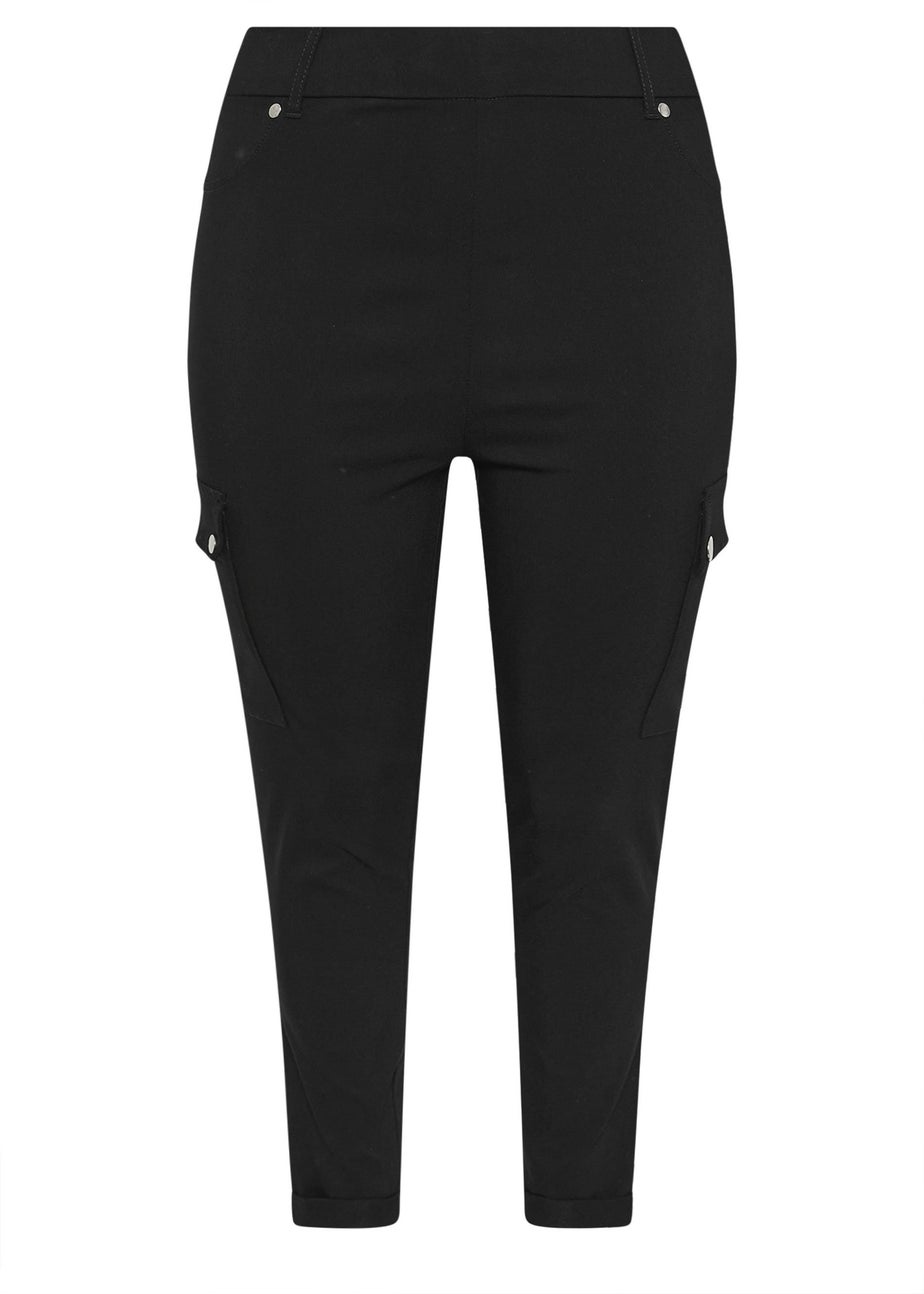 Yours Black Bengaline Cargo Jeggings