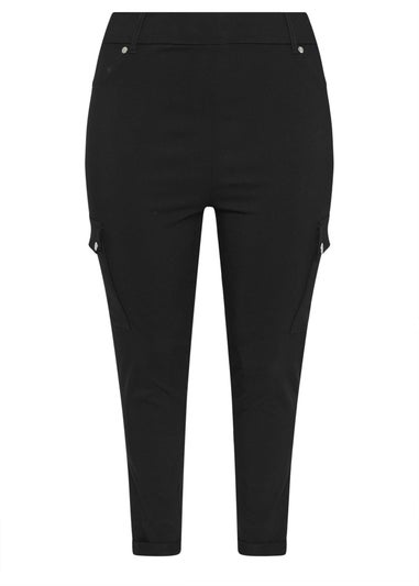 Yours Black Bengaline Cargo Jeggings